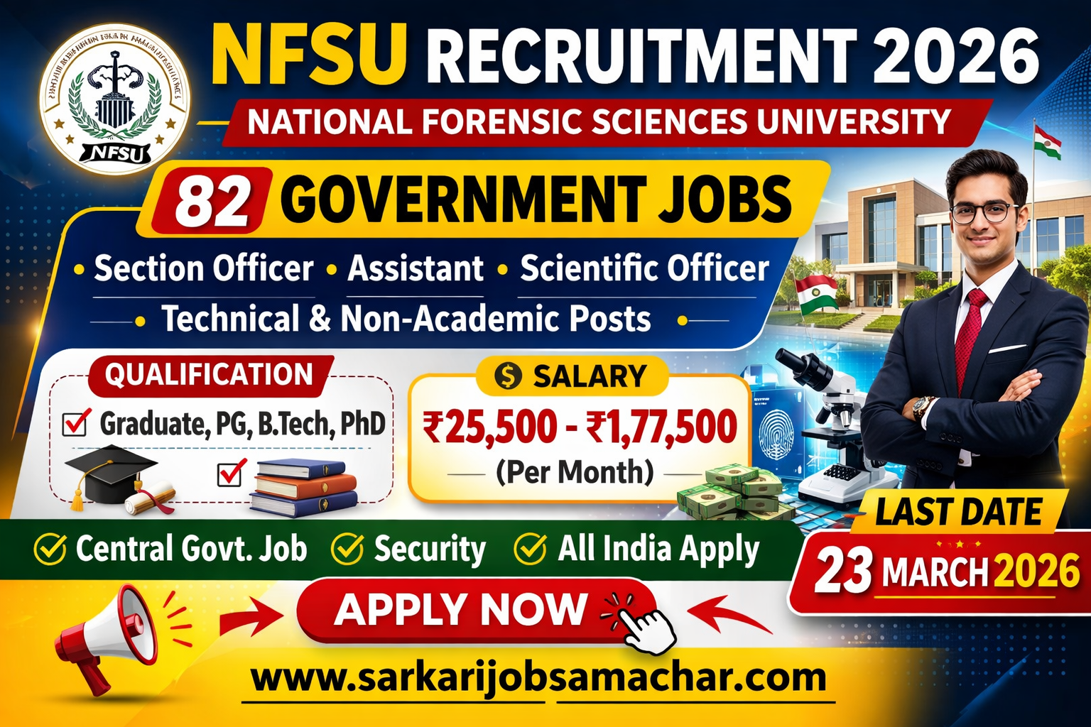 NFSU Non-Academic & Technical Recruitment 2026 – Apply Online for 82 Posts